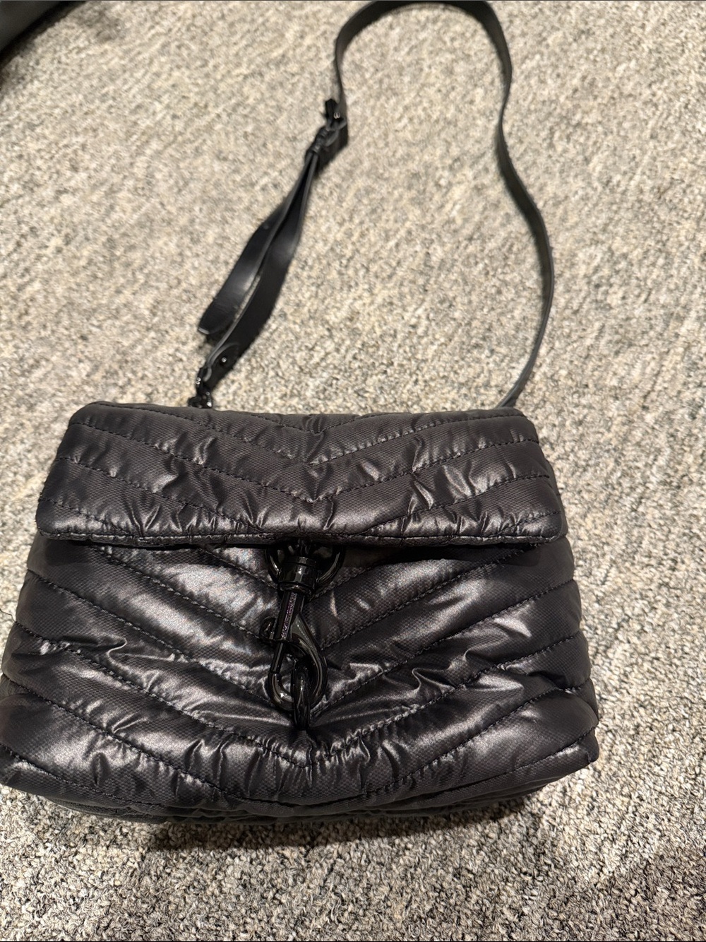 Rebecca Minkoff Black Quilted Chevron Puff Shoulder/Crossbody Bag
